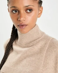 Cashmere Tribu Echarpes, Foulards|Plastron 100% Cachemire col montant en côtes Carla chestnut