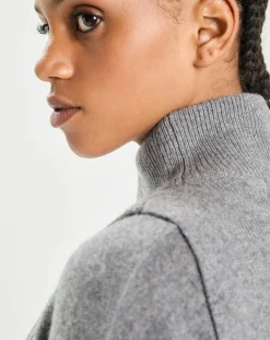 Cashmere Tribu Echarpes, Foulards|Plastron 100% Cachemire col montant en côtes Carla gris