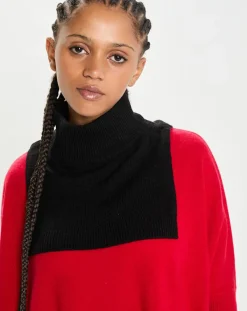 Cashmere Tribu Echarpes, Foulards|Plastron 100% Cachemire col montant en côtes Carla noir