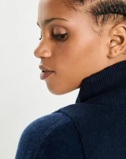 Cashmere Tribu Echarpes, Foulards|Plastron 100% Cachemire col montant en côtes Carla navy