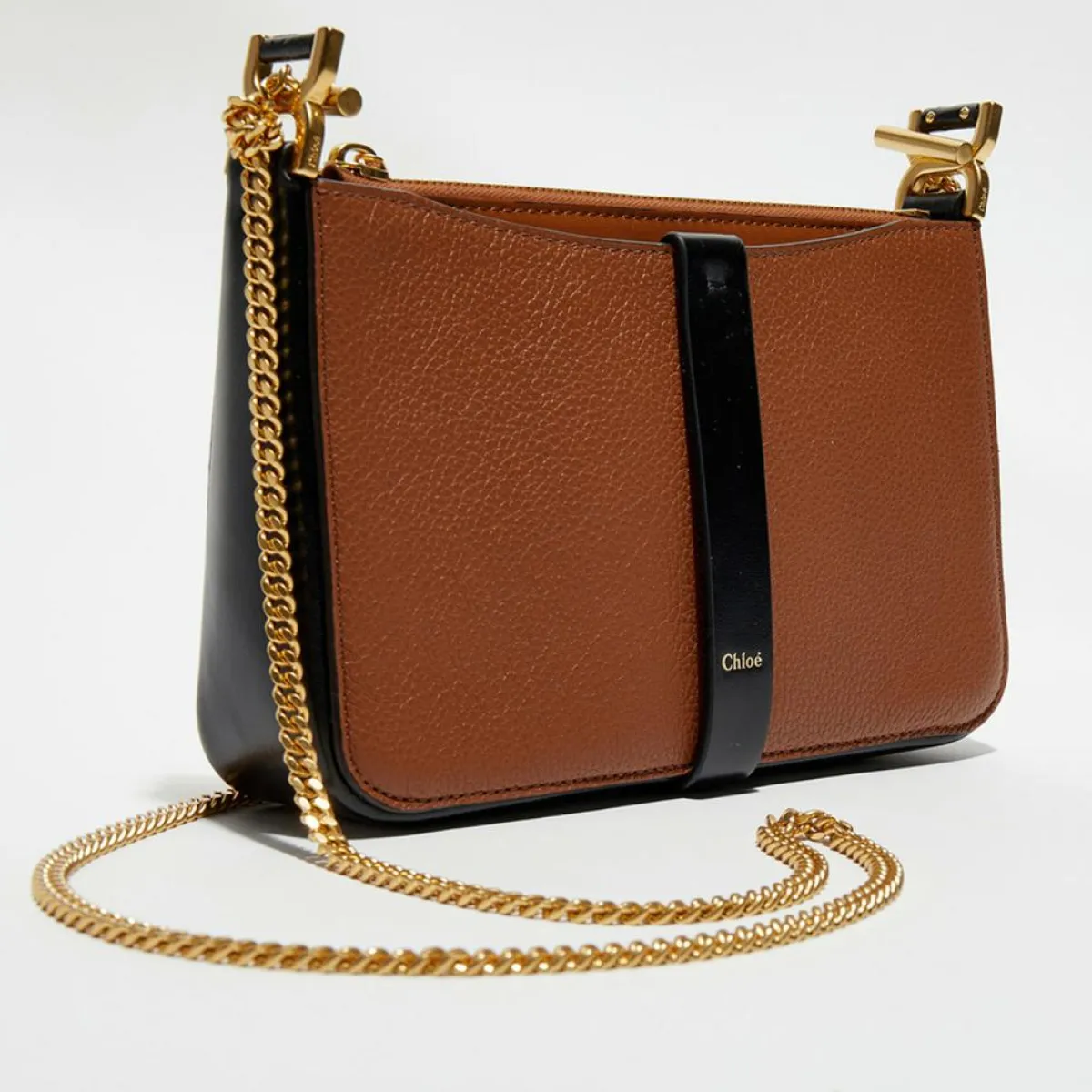 Chloé Pochettes|Pochette bandoulière en Cuir Tess marron - 20x12x3 cm