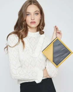 Marni Pochettes|Pochette en Cuir à main mousqueton moutarde - 18x19 cm