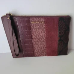 Michael Kors Pochettes|Pochette en Cuir zippée XL Jet Set Travel merlot/multicolore - 24.13x17.14x12.7 cm
