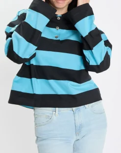 Marc O'Polo T-Shirts|Polo rayures rugby bleu/noir