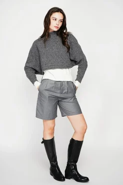 C&Jo Pulls|Poncho court col roulé loup