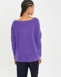Cashmere Tribu Pulls|Poncho large 100% Cachemire col V Emma grape