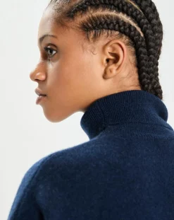 Cashmere Tribu Pulls|Poncho large 100% Cachemire col roulé Lola nuit