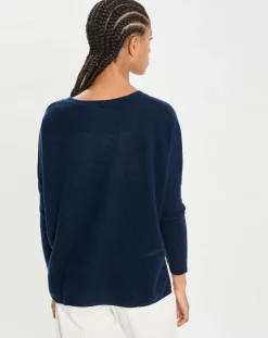 Cashmere Tribu Pulls|Poncho large 100% Cachemire col rond Alizée nuit