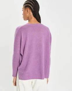 Cashmere Tribu Pulls|Poncho large 100% Cachemire col rond Alizée orchidée