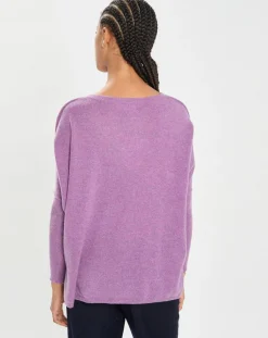 Cashmere Tribu Pulls|Poncho large 100% Cachemire col V Emma orchidée