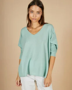 Cashmere Tribu Pulls|Poncho large 100% Cachemire Emma col V amande