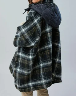 Lauren Vidal Manteaux|Poncho Tylan à carreaux noir