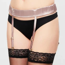 La Perla Lingerie, Nuit|Porte-jarretelles en Soie mélangée Feline Chic rose poudré/noir