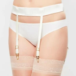 La Perla Lingerie, Nuit|Porte-jarretelles en Soie mélangée Feline Chic écru