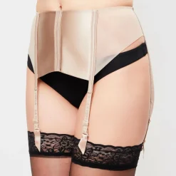 La Perla Lingerie, Nuit|Porte-jarretelles en Soie mélangée Tulle Nervures bronze
