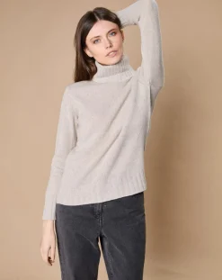 Oscar et Louise Pulls|Pull 100% Cachemire 4 fils Audrey col roulé beige clair