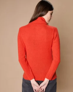 Oscar et Louise Pulls|Pull 100% Cachemire 4 fils Audrey col roulé orange