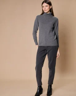 Oscar et Louise Pulls|Pull 100% Cachemire 4 fils Audrey col roulé anthracite