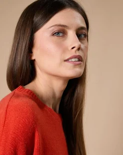 Oscar et Louise Pulls|Pull 100% Cachemire 4 fils Ophélie col rond orange brique