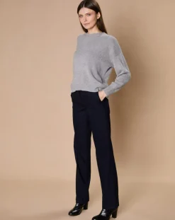 Oscar et Louise Pulls|Pull 100% Cachemire 4 fils Ophélie col rond gris chiné foncé