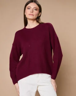 Oscar et Louise Pulls|Pull 100% Cachemire 4 fils Ophélie col rond bordeaux