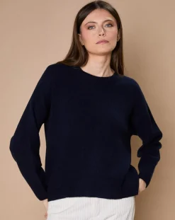 Oscar et Louise Pulls|Pull 100% Cachemire 4 fils Ophélie col rond bleu marine