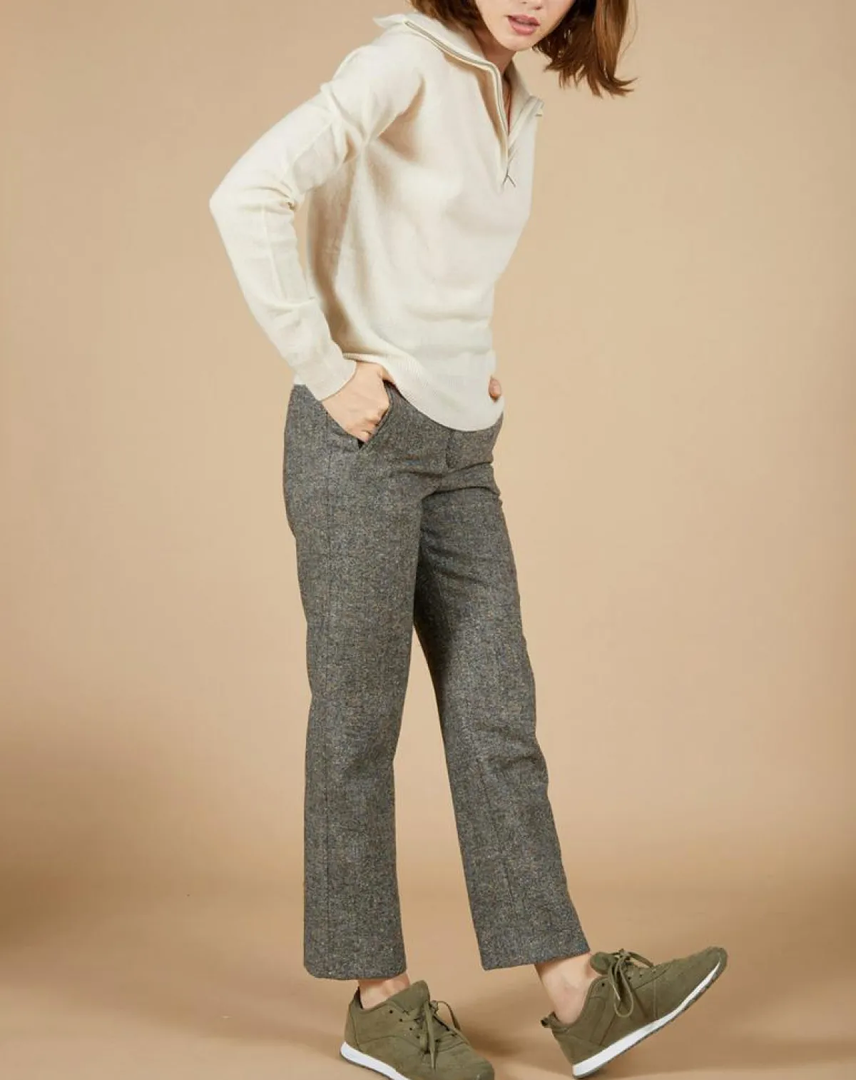 Cashmere Tribu Pulls|Pull 100% Cachemire Audrey col zippé écru