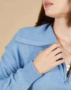Cashmere Tribu Pulls|Pull 100% Cachemire Audrey col zippé topaze