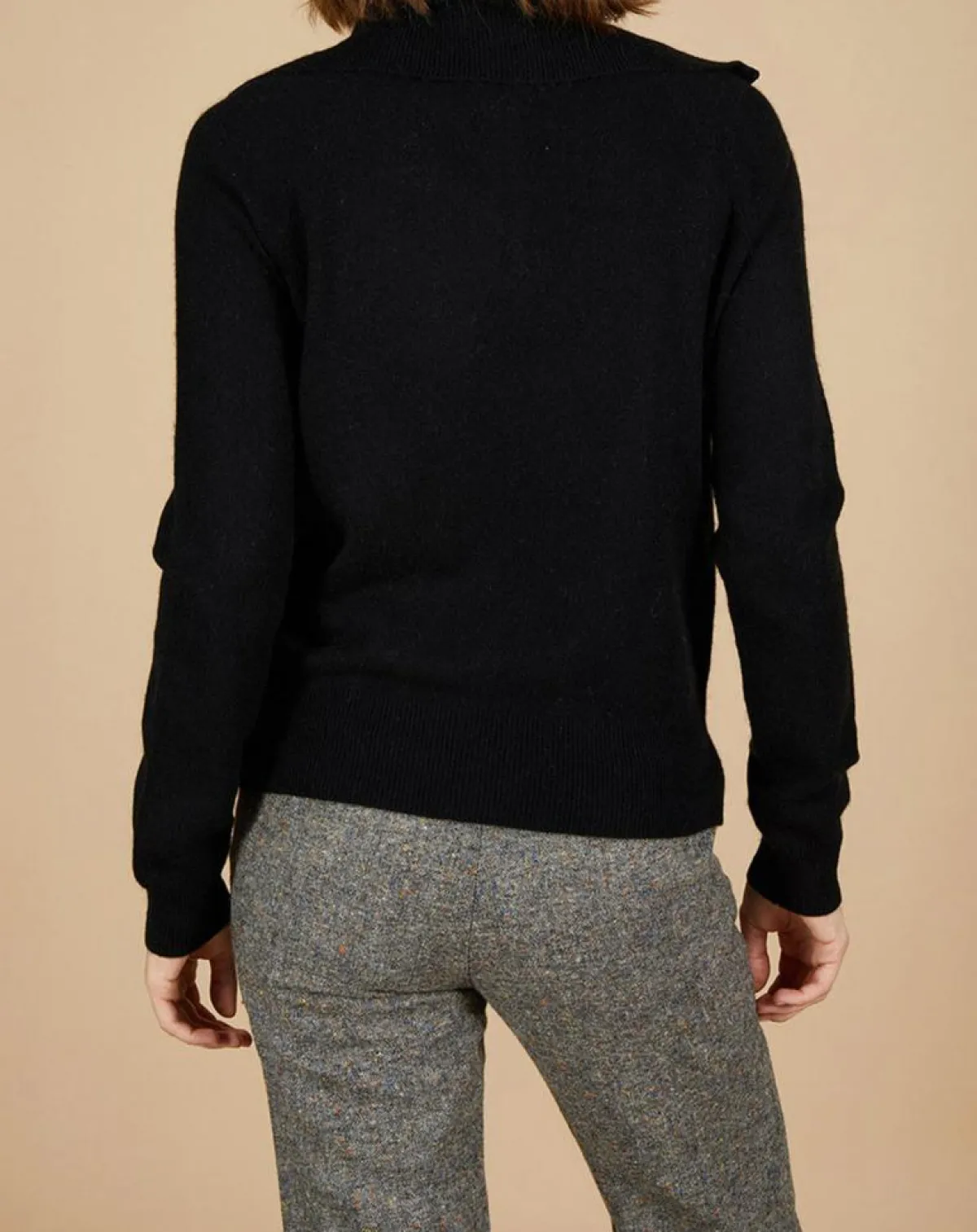 Cashmere Tribu Pulls|Pull 100% Cachemire Audrey col zippé noir