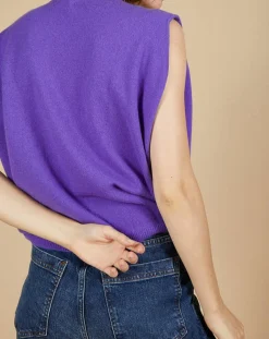 Cashmere Tribu Pulls|Pull 100% Cachemire Bella épaulettes violet