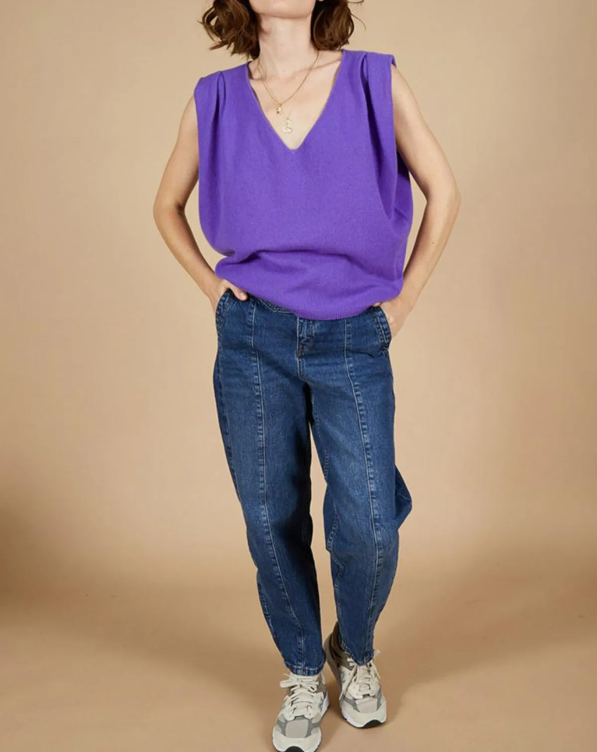 Cashmere Tribu Pulls|Pull 100% Cachemire Bella épaulettes violet