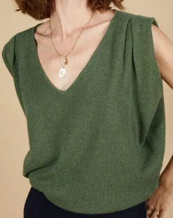 Cashmere Tribu Pulls|Pull 100% Cachemire Bella épaulettes kaki