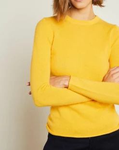 Miss Cashmere Pulls|Pull 100% Cachemire col ras du cou Xena jaune