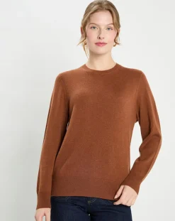 Galeries Lafayette Pulls|Pull 100% Cachemire col rond Zabri marron moyen