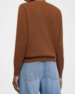 Galeries Lafayette Pulls|Pull 100% Cachemire col rond Zabri marron moyen