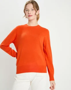 Galeries Lafayette Pulls|Pull 100% Cachemire col rond Zabri orange