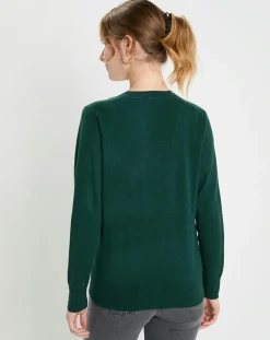 Galeries Lafayette Pulls|Pull 100% Cachemire Col V Zocon vert sapin