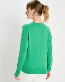 Galeries Lafayette Pulls|Pull 100% Cachemire Col V Zocon vert emeraude