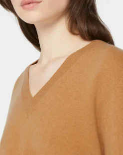 Galeries Lafayette Pulls|Pull 100% Cachemire Col V Zocon camel