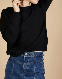 Cashmere Tribu Pulls|Pull 100% Cachemire Ines col rond tressé noir
