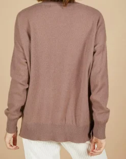 Cashmere Tribu Pulls|Pull 100% Cachemire Iris Col V profond oversize taupe