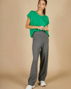 Cashmere Tribu Pulls|Pull 100% Cachemire Laurène manches courtes émeraude