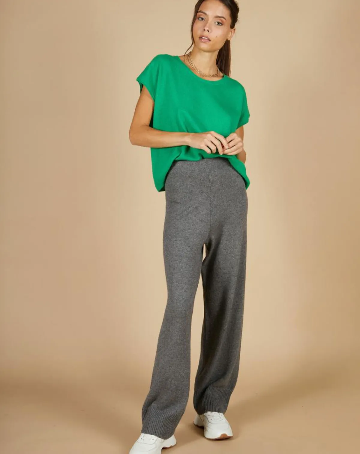 Cashmere Tribu Pulls|Pull 100% Cachemire Laurène manches courtes émeraude