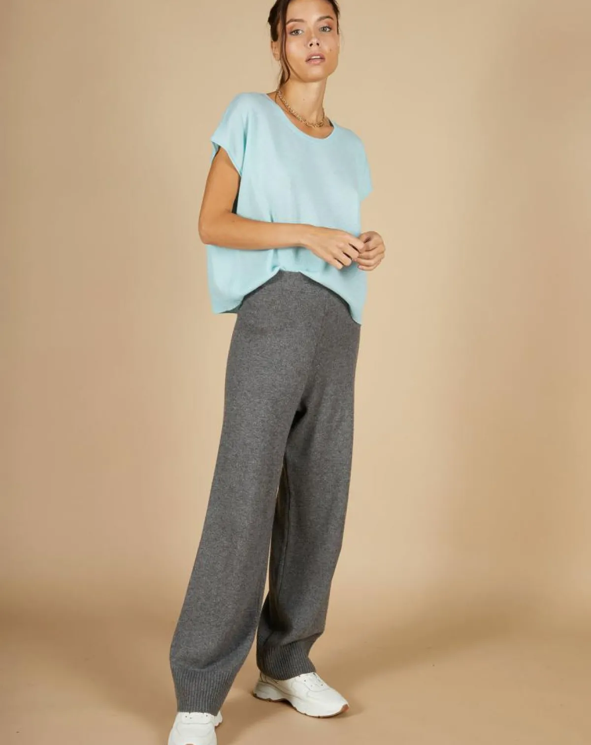 Cashmere Tribu Pulls|Pull 100% Cachemire Laurène manches courtes bleu océan