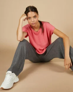 Cashmere Tribu Pulls|Pull 100% Cachemire Laurène manches courtes rose