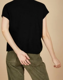 Cashmere Tribu Pulls|Pull 100% Cachemire Laurène manches courtes noir