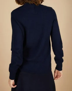 Cashmere Tribu Pulls|Pull 100% Cachemire Louizon col rond 3 boutons épaule bleu nuit