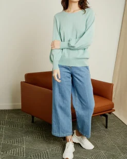 Miss Cashmere Pulls|Pull 100% Cachemire Manches Ballon Angelina Col rond amande