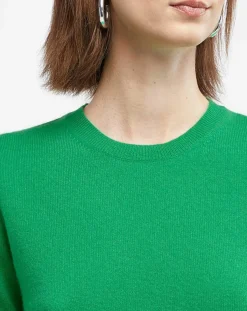 Galeries Lafayette Pulls|Pull 100% Cachemire manches courtes Difi vert emeraude