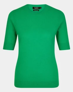 Galeries Lafayette Pulls|Pull 100% Cachemire manches courtes Difi vert emeraude